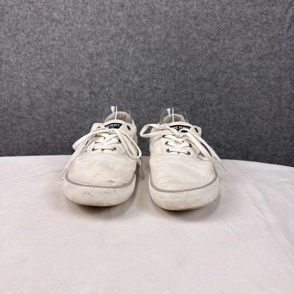 Sperry Mens Striper II CVO Sneakers Size 12 White Canvas Lace Up Casual Shoes
